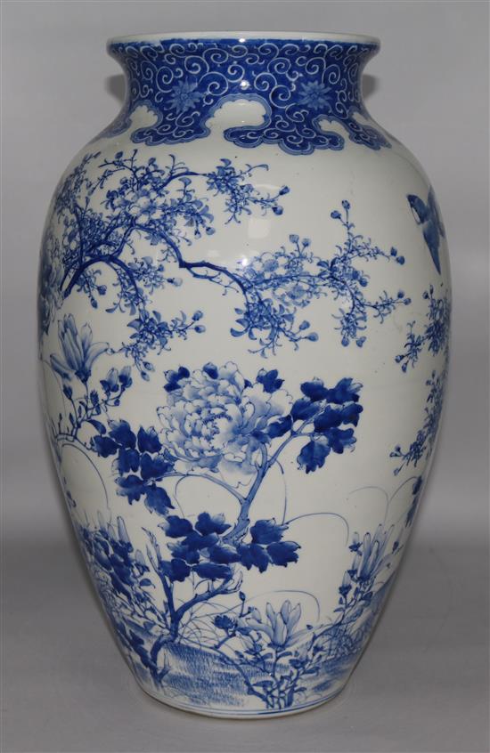 A large Arita blue & white vase, Meiji period